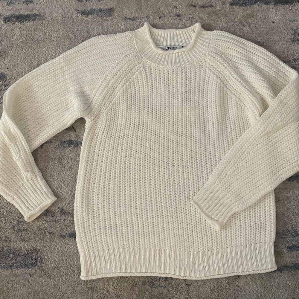 Women’s ivory white high neck knit sweater. Popular style. Size 10-12 US